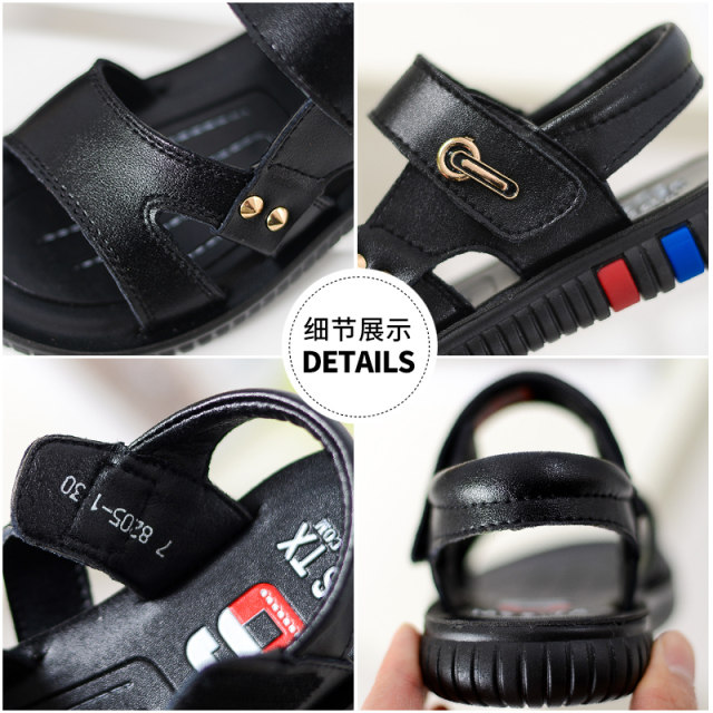 Boys Sandals 2025 new style medium and large children baby boy boy boy real leather shoes children soft sole anti-slip