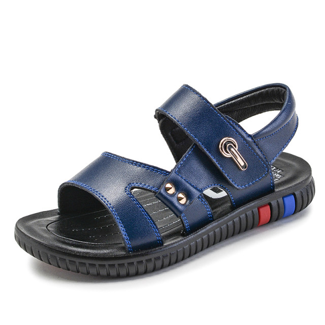 Boys Sandals 2025 new style medium and large children baby boy boy boy real leather shoes children soft sole anti-slip