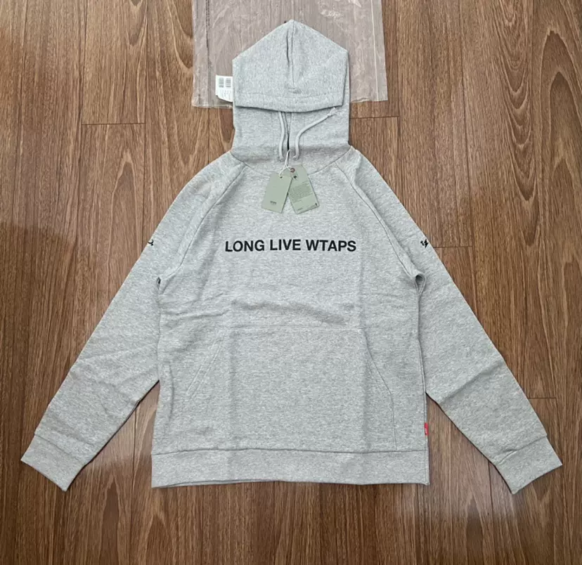 WTAPS LONG LIVE HOODED 标语帽衫灰色全新品-Taobao