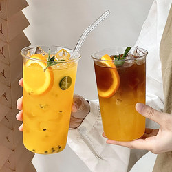Casual and Simple Large-Capacity 650ml Glass Cup, Juice Cup, Milk Tea Cup, Thin Fruit Tea Cup, Beverage Cup