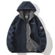 Double-sided fleece jacket for men in autumn and winter thickened warm hooded fleece jacket loose large size plus velvet sweatshirt