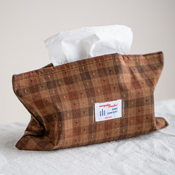 Maillard Retro Plaid Tissue Box for Living Room, High-End Feel, 25 New Creative Fabric Tissue Bags, Ins Pastoral Style
