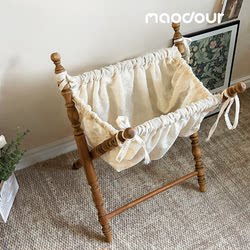 Maodour ® Cloth Bag | Nordic French-Style Pet Cat and Dog Dirty Clothes Basket, Solid Wood Clothing Storage, Photo Props