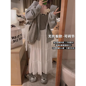 
Maternity wear white pleated skirt summer spring autumn 2026 new adjustable mid-length cake skirt fairy skirt