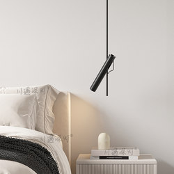 Minimalist Italian-Style Lamp, Bedroom Bedside Pendant Light, Artistic Stainless Steel Strip Spotlight, High-End Small Pendant Light with Single Head