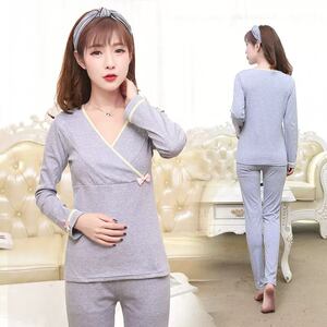 
Clearance Maternity Autumn Clothes and Autumn Pants Set Nursing Pajamas Spring and Autumn Nursing Underwear Set Pure Cotton Nursing Clothes Bottoming Shirt