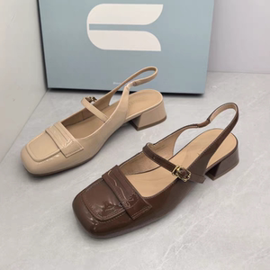 
COMELY KONG Li removes the cabinet and cut off the code summer leather bag head Marizhen thick heel versatile one-liner fashion sandals for women