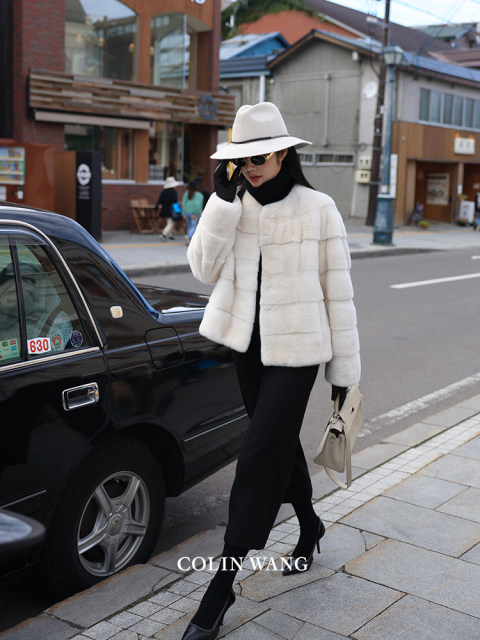 COLINWANG-Infiltrates the noble Denmark imported purple gold grade velvet mink fur integrated fur jacket