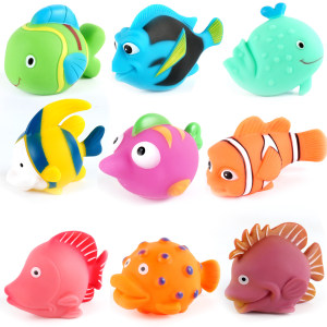 
Baby bathroom bath spray toy children's swimming pool floating water toy ocean fish pinch music early education puzzle