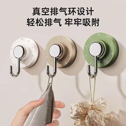 Suction Cup Hook, No-Drill, Strong Load-Bearing Vacuum Hook for Kitchen Walls, Bathroom, Toilet, Behind Door, Traceless Adhesive Hook