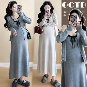 
Maternity dress spring and autumn knitted long skirt 2026 spring new style slimming suspender skirt suit trendy mom skirt