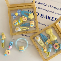 6-Piece Set of Cute Butter Bear Series Collection! Cartoon Fun Hair Clips, Bangs Clips, Duckbill Clips, Hair Accessories