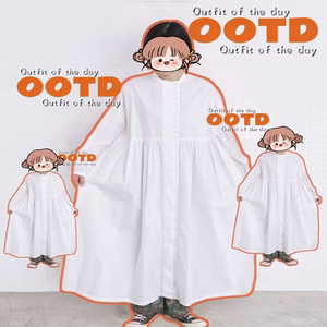 
Japanese pure cotton loose and gentle style high-end sweet age-reducing bean button baby shirt long skirt 25091345