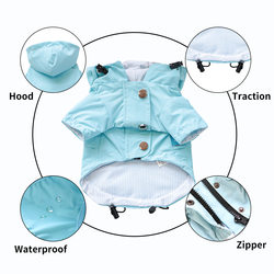 Petcircle Pet Circle Spring and Summer New Products Cat and Dog Clothing Sky Blue Hooded Raincoat Rainy Season Apparel