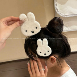 Autumn and Winter New Cute Cartoon Miffy Rabbit Seamless Velcro Hair Accessories for Women, Bangs Clip, Girly Hair Accessory