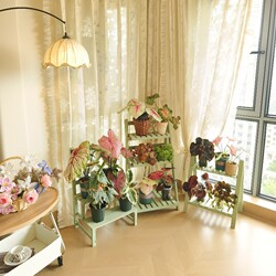 Balcony Small Flower Stand Plant Rack Vintage Solid Wood Storage Rack Bay Window Succulent Floor-Standing Flower Stand Flower Pot Display Rack