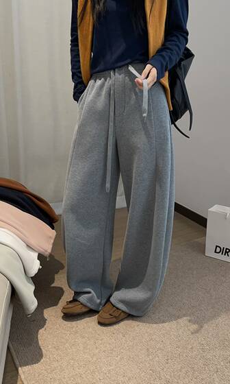 FIBES 859 Authentic Autumn New Fashion Versatile Loose Slim Sweatpants Western Style Versatile Plus Velvet Style