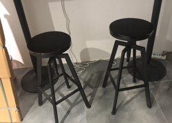 Black Adjustable Swivel High Bar Stool Solid Wood Wrought Iron Bar Chair Modern Minimalist Chair High Stool