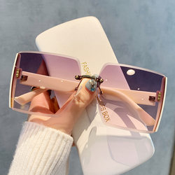 2026 New Model Uv Protection Sunglasses, Brown Korean Style Trendy Women's Sunglasses with a High-End Feel, Large Frame, Slimming Effect