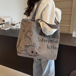 Casual Large-Capacity Canvas Tote Bag for Women 2025 New Fashion Outing Handbag Shopping Bag Commuter Shoulder Bag