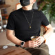 Autumn American retro high -level high -level semi -high -necked short -sleeved knit sweater male solid color temperament half -sleeved wild sweater
