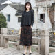 Real silk incense clouds, long skirts, ladies bag hip A -line 100%silk commuting, old slim pocket printed skirt
