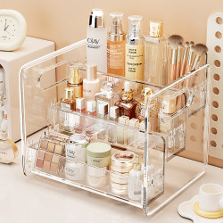 Desktop Storage Box for Cosmetics and Skin Care Products, Transparent Acrylic Step-Type Multi-Layer Organizer for Perfume Storage Rack