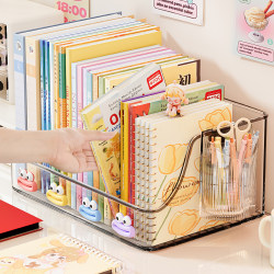 Desk Organizer Desktop Bookshelf Book Stand Stationery Book Storage Rack Acrylic Transparent Office A4 File Basket