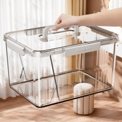 Portable Transparent Storage Box for Home Use, Thickened, Large Capacity, Extra Large, for Organizing Clothes, Toys, Snacks, Books, Storage Basket