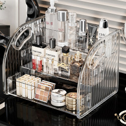 Cosmetic Storage Box, Desktop High-End Skincare Compartment Organizer, Dressing Table Small Items Lipstick Perfume Storage Rack