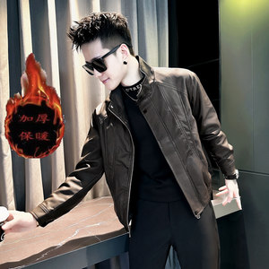 
Sexy leather jacket for men this year's popular stand-up collar jacket 2025 new hot autumn and winter high-end thickened jacket