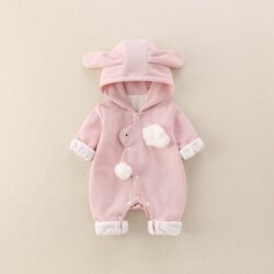 Baby Jumpsuit Autumn Outfit Newborn Girl Double-Layer Romper Stylish Hundred-Day Princess Pure Cotton Hooded Outdoor Crawling Suit