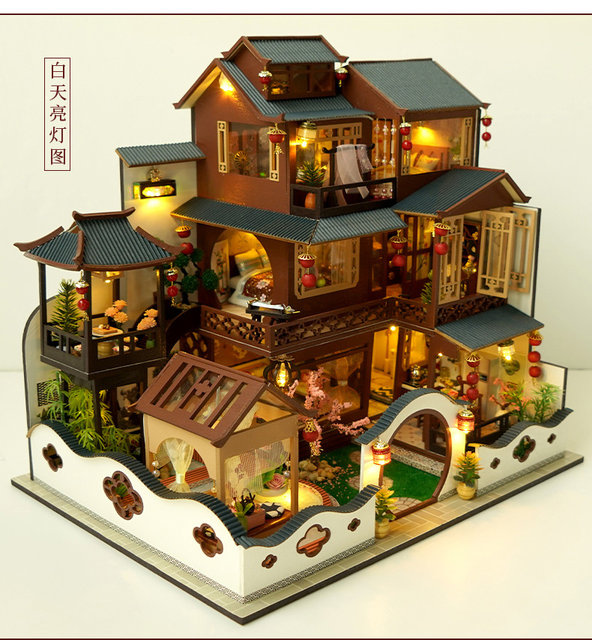 Tianyu Chinese style diy cabin villa handmade assembled model building ...