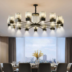 Modern Light Luxury Restaurant Lamp, New Chinese Style Chandelier with Spotlights, Hotel Private Room Chandelier, Chain Restaurant Lighting Fixtures