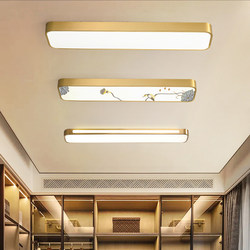New Chinese-Style Rectangular Ceiling Light with Full Copper Pattern for Cloakroom, Balcony, and Corridor