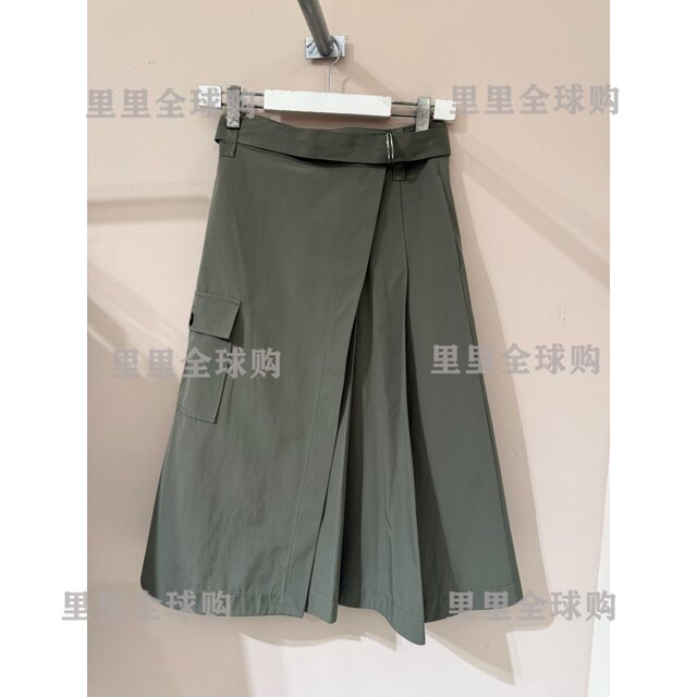 MAXCO Italian Purchase 2025 Spring and Summer Commuter Solid Color Pleated Pocket Skirt EGEO