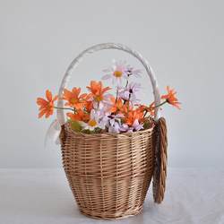 Wicker, Bamboo, and Rattan Hand-Woven Baskets, Vegetable Baskets, Gift Baskets, Shopping Baskets, Woven Flower Baskets, Large Country-Style Picnic Baskets