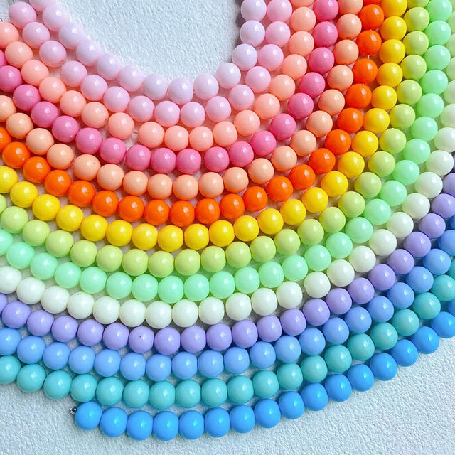 8mm straight hole rainbow beads acrylic colorful candy beads handmade beading material diy separated beads bag bracelet necklace