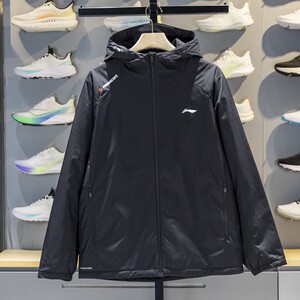 
Li Ning short cotton jacket for men 2025 autumn new fitness series water-repellent warm hooded jacket AJMV157