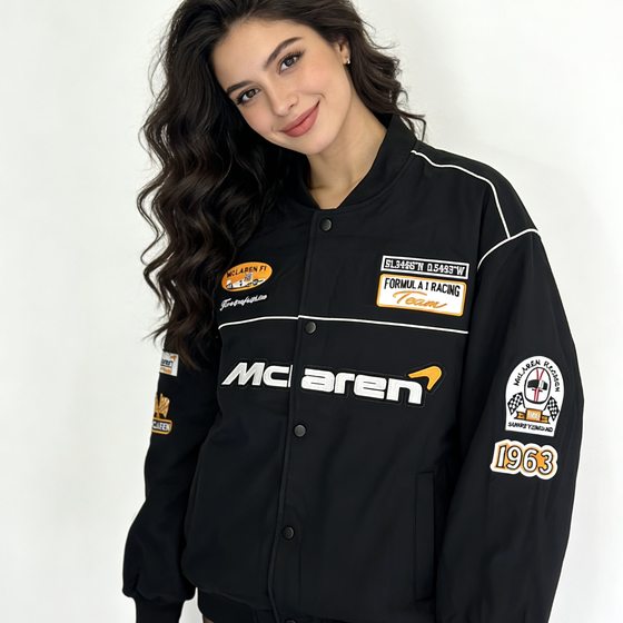 
F1 embroidered racing suit for men and women, full style 10,000 needle embroidery couple American cycling suit, college same style cotton suit