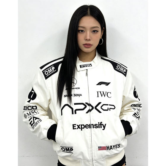 
F1 embroidered racing suit for men and women, full style 10,000 needle embroidery couple American cycling suit, college same style cotton suit