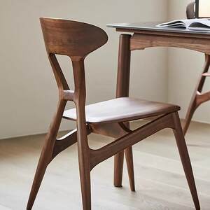 North American black walnut 木 dining chair solid wood back chair logs Nordic minimalist dining chair restaurant dinner chair

