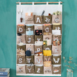 29-Pocket Storage Hanging Bag, Wall-Mounted Large Size ins Style Storage Bag, Fabric Waterproof Door-Back Phone Storage Bag