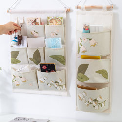 Fabric Thickened Storage Hanging Bag, Wall-Mounted Dormitory Bedside Multi-Layer Storage Rack, No-Drill Curtain Organizer