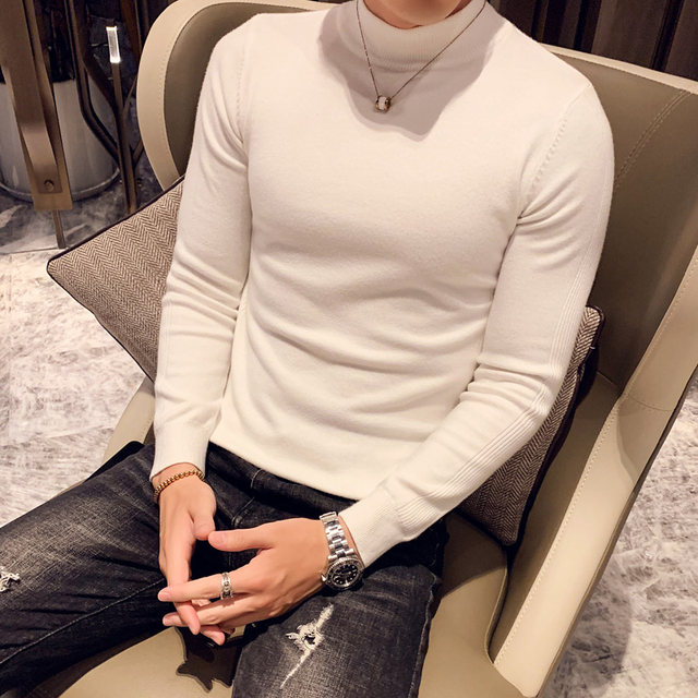 Autumn and winter half-turtleneck sweater for men, Korean style trendy ...