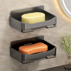 Gun ash punch-free wall-mounted soap dish bathroom drain soap rack wall home