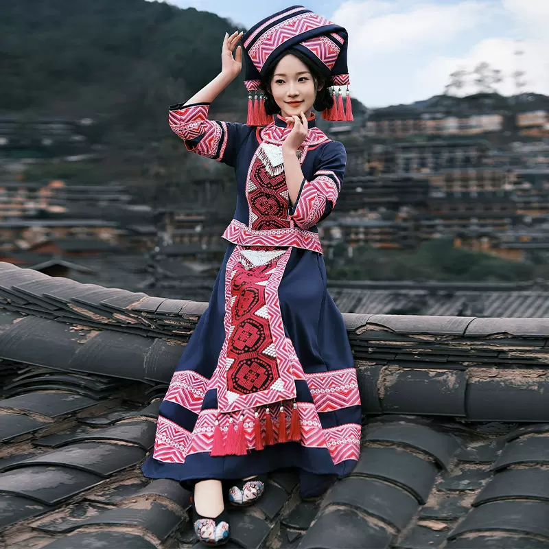 少数民族衣装 少数民族特色服装成人女款广西壮族上衣裤子帽饰三月三