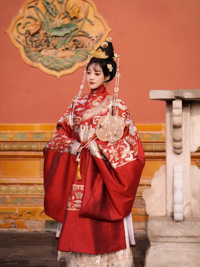 Tingyue Xiaozhu 女性用赤い漢服ウェディングドレス - 中国風
