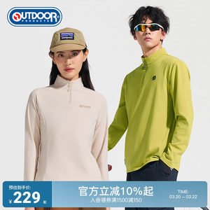 
outdoorproducts new half-zip long-sleeved T-shirt plus velvet sweatshirt warm base for men and women