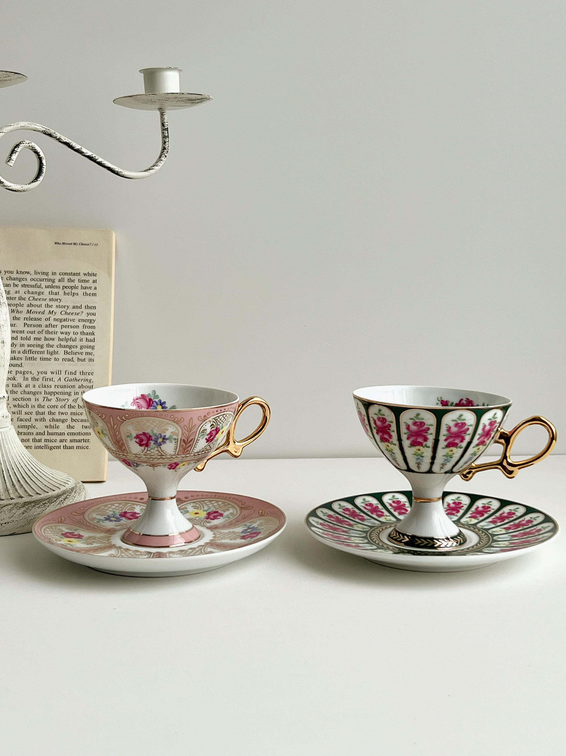 妖娆小蛮腰高脚咖啡杯 宫廷风复古花卉手工薄胎小蛮腰咖啡杯